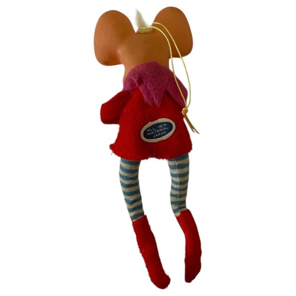 6 Vintage Elf Pixie Knee Hugger Bending Shelf Sitter Mouse Christmas Rubber Face - Picture 6 of 13